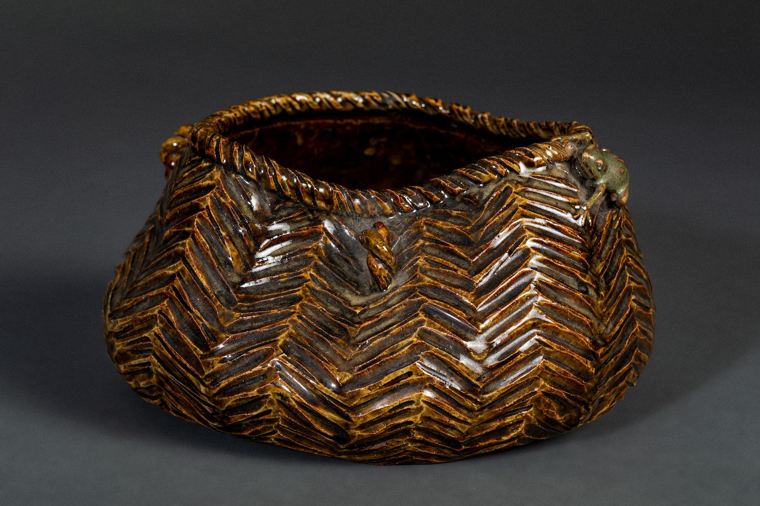 Japanese Ceramic Fishing Basket by Ito Tozan '1846-1920'