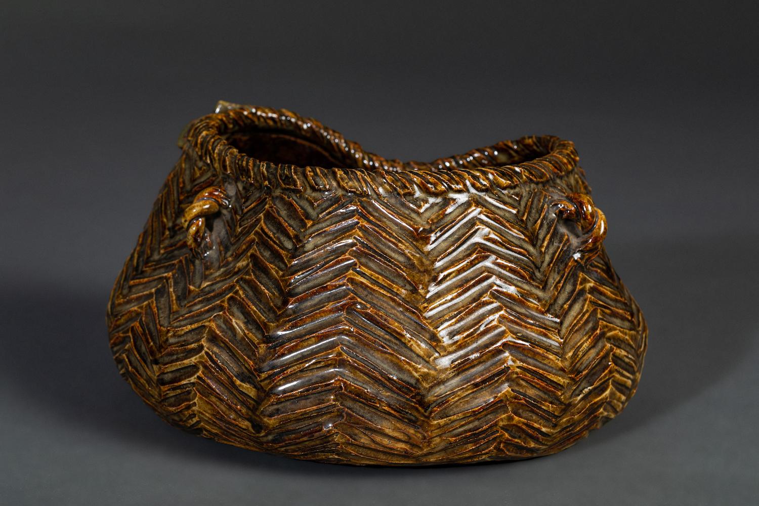 20th Century Ceramic Fishing Basket by Ito Tozan '1846-1920'