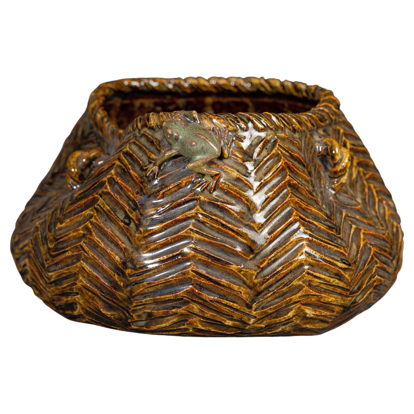 Ceramic Fishing Basket by Ito Tozan '1846-1920'