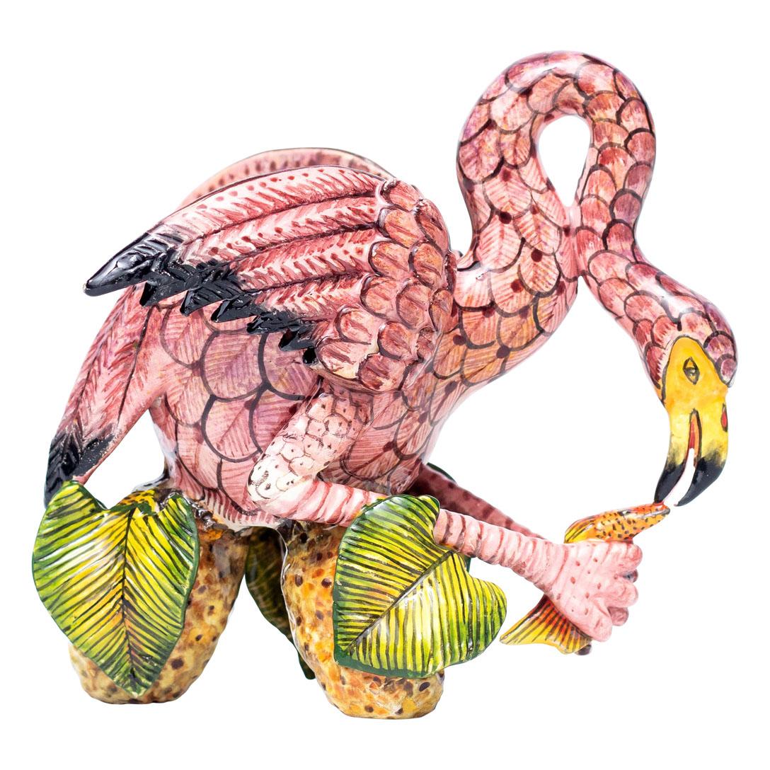 Huevera de cerámica Flamingo , hecha a mano en Sudáfrica Al fuego en venta
