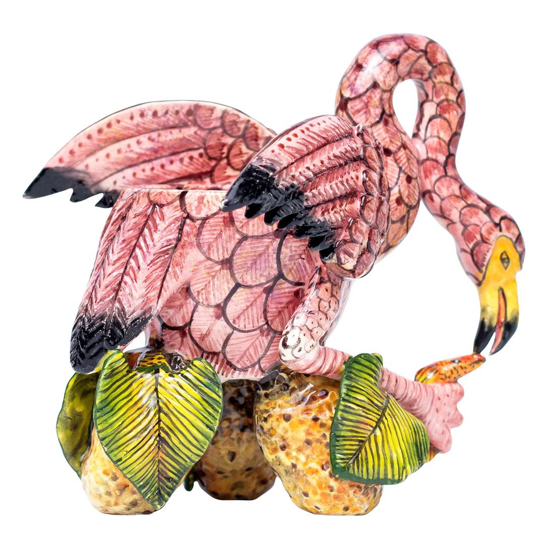 Huevera de cerámica Flamingo , hecha a mano en Sudáfrica en Excelente estado para la venta en North Miami, FL