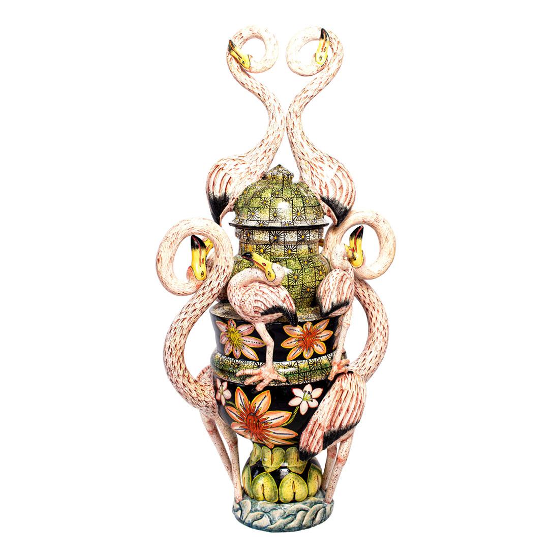 Flamingo Urn Hand-Painted by Zinhle and Sculpted by Sbusiso

Discover the captivating beauty of the Flamingo Urn, a striking ceramic masterpiece crafted by the talented artists Zinhle and Sbusiso from Love Art Ceramic in South Africa. This stunning