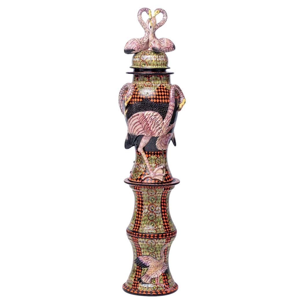 Ceramic Flamingo Urn , hand made in South Africa
