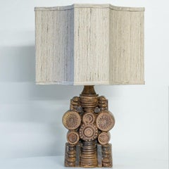 Ceramic Floor/Table Lamp B. Rooke, Beige Custom Made Lampshade by R. Houben