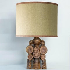 Lampadaire/Table en céramique I. B. Rooke, Abat-jour beige sur mesure de R. Houben