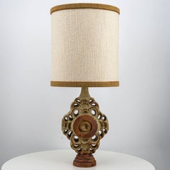 Ceramic Floor/Table Lamp B. Rooke, Beige Custom Made Lampshade by R. Houben