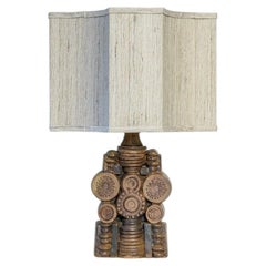 Ceramic Floor/Table Lamp B. Rooke, Beige Custom Made Lampshade by R. Houben