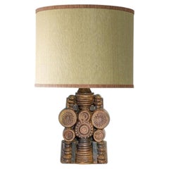 Lampadaire/Table en céramique I. B. Rooke, Abat-jour beige sur mesure de R. Houben