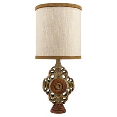 Ceramic Floor/Table Lamp B. Rooke, Beige Custom Made Lampshade by R. Houben
