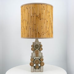 Ceramic Floor/Table Lamp B. Rooke, Natural Custom Made Lampshade by R. Houben