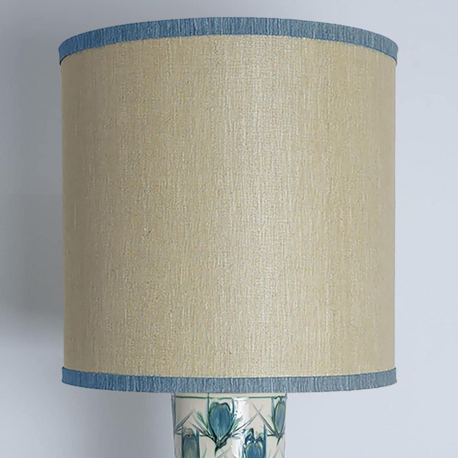 Ceramic Floor Table Lamp Blue Green, Green Blue Silk Lampshade by R. Houben im Angebot 2