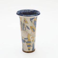 Ceramic Floor Vase, by Grimstrup, Signed E.J, 1937 – Abstract Cubist Design