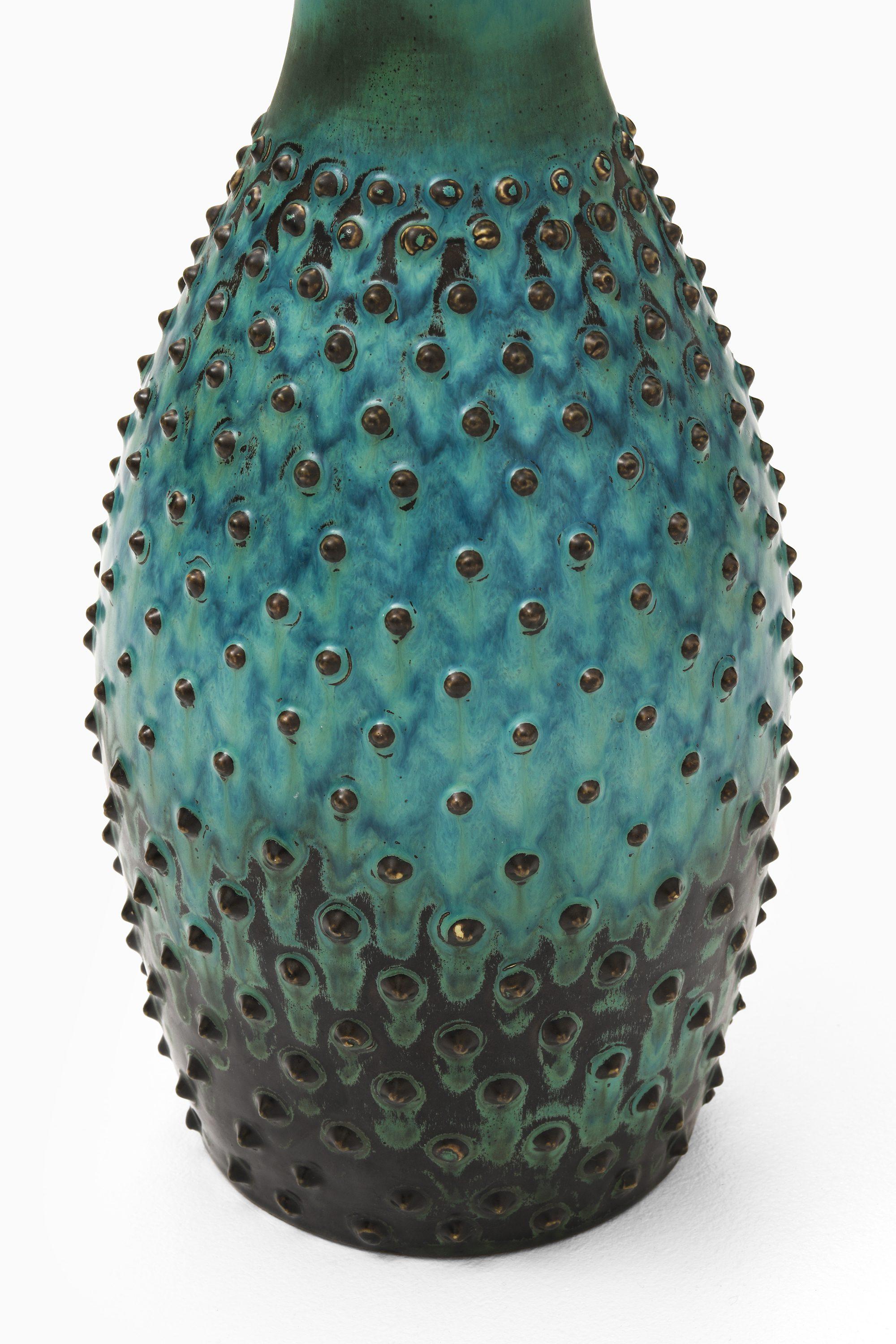 Swedish Ceramic Floor Vase in Stoneware and Turquoise Glaze by Sven Wejsfelt, 1963 For Sale