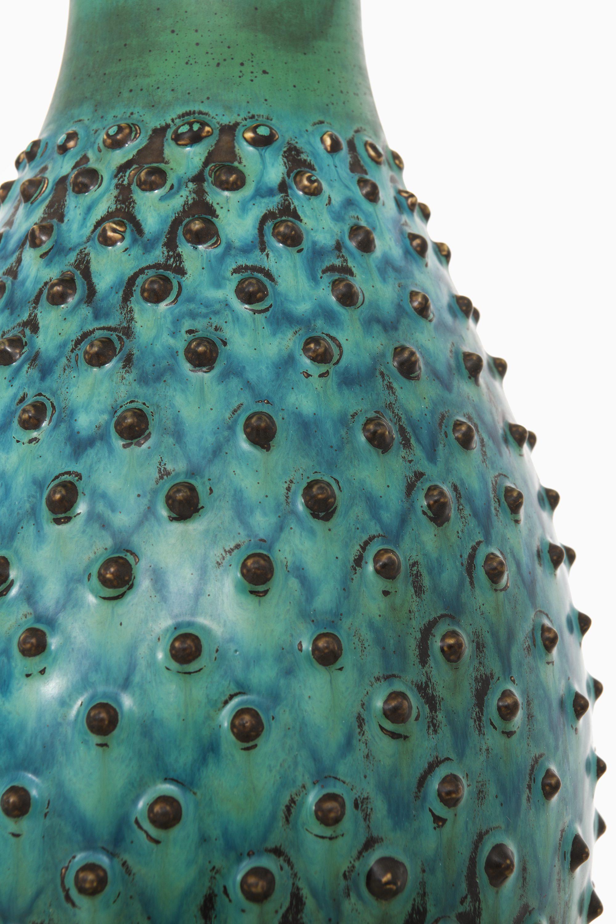 Ceramic Floor Vase in Stoneware and Turquoise Glaze by Sven Wejsfelt, 1963 In Excellent Condition For Sale In Limhamn, Skåne län