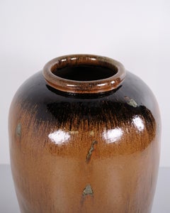 Ceramic Floor Vase with Brown Glaze
