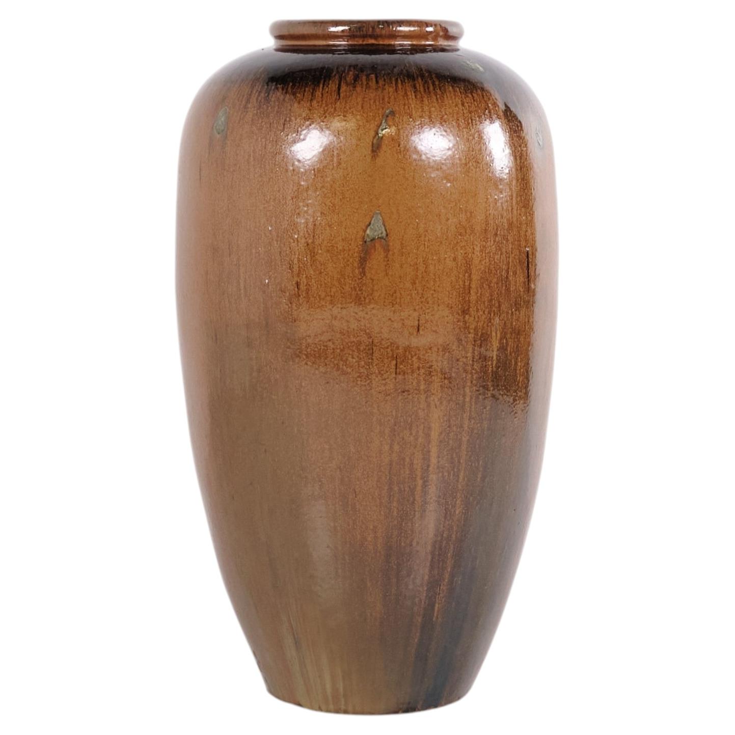 Ceramic Floor Vase with Brown Glaze