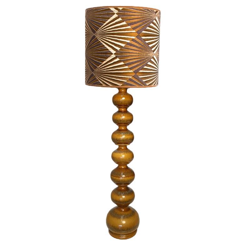 Ceramic Floorlamp with New Silk Lampshade Dedar, Kaiser For Sale