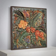 Ceramic Floral Relief Wall Sculpture by Neubauer, 1970s