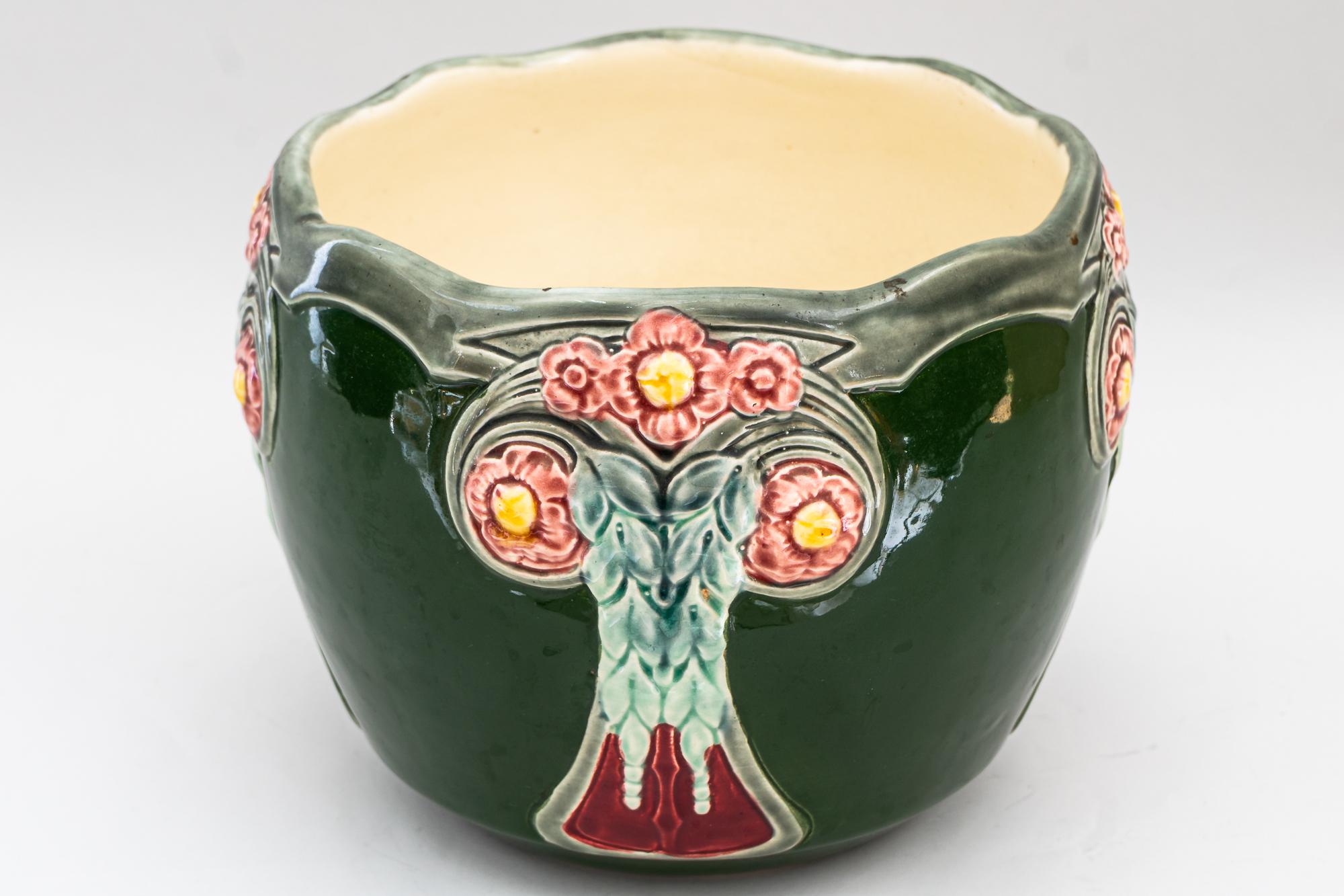 Jugendstil Ceramic Flower Pot Vienna Around 1908