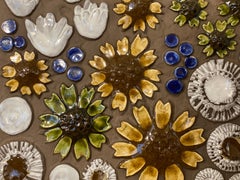 Ceramic Flower Tile Designed by Aimo Nietosvuori for Jie Gantofta, Sweden