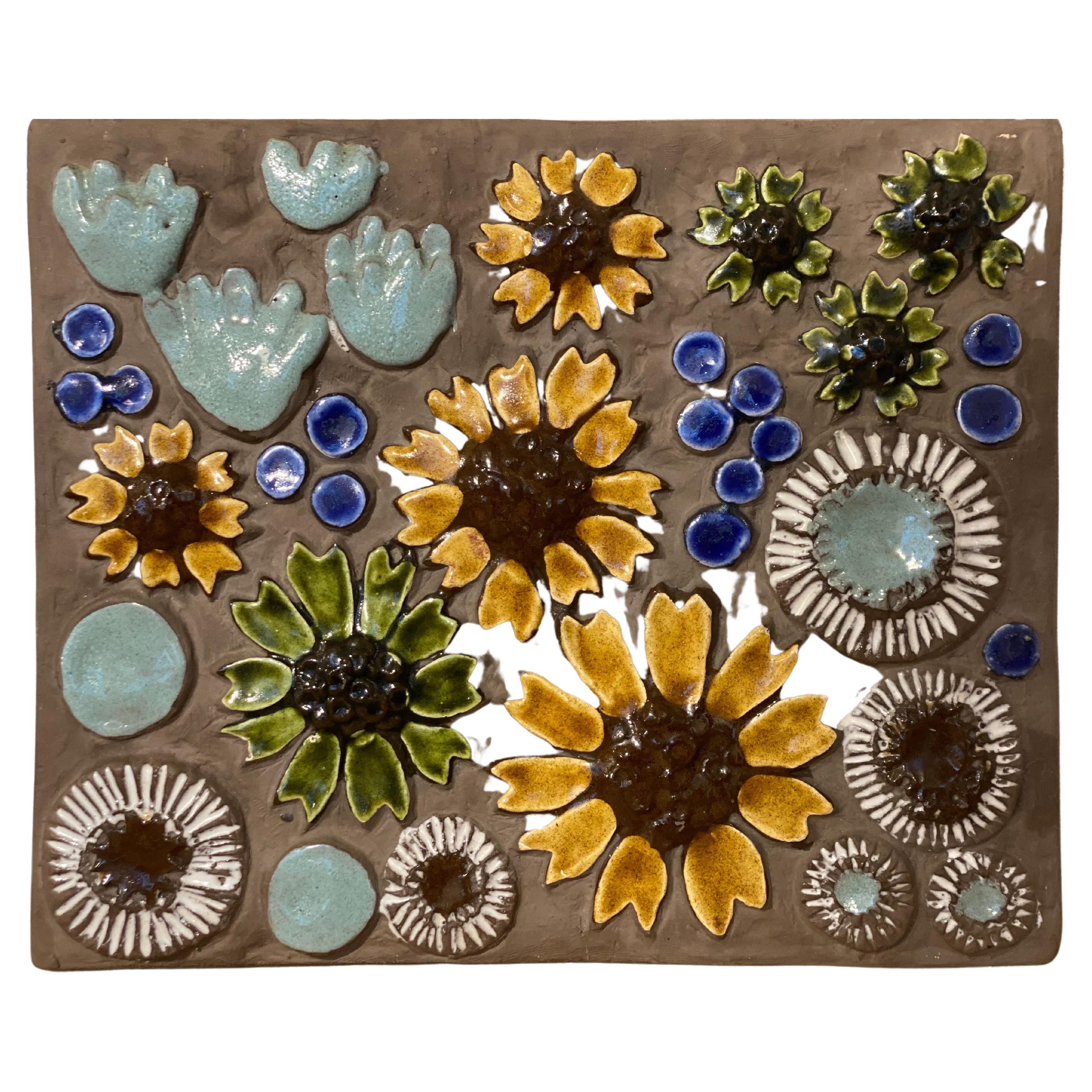 Ceramic Flower Tile designed by Aimo Nietosvuori for JIE Gantofta, Sweden
