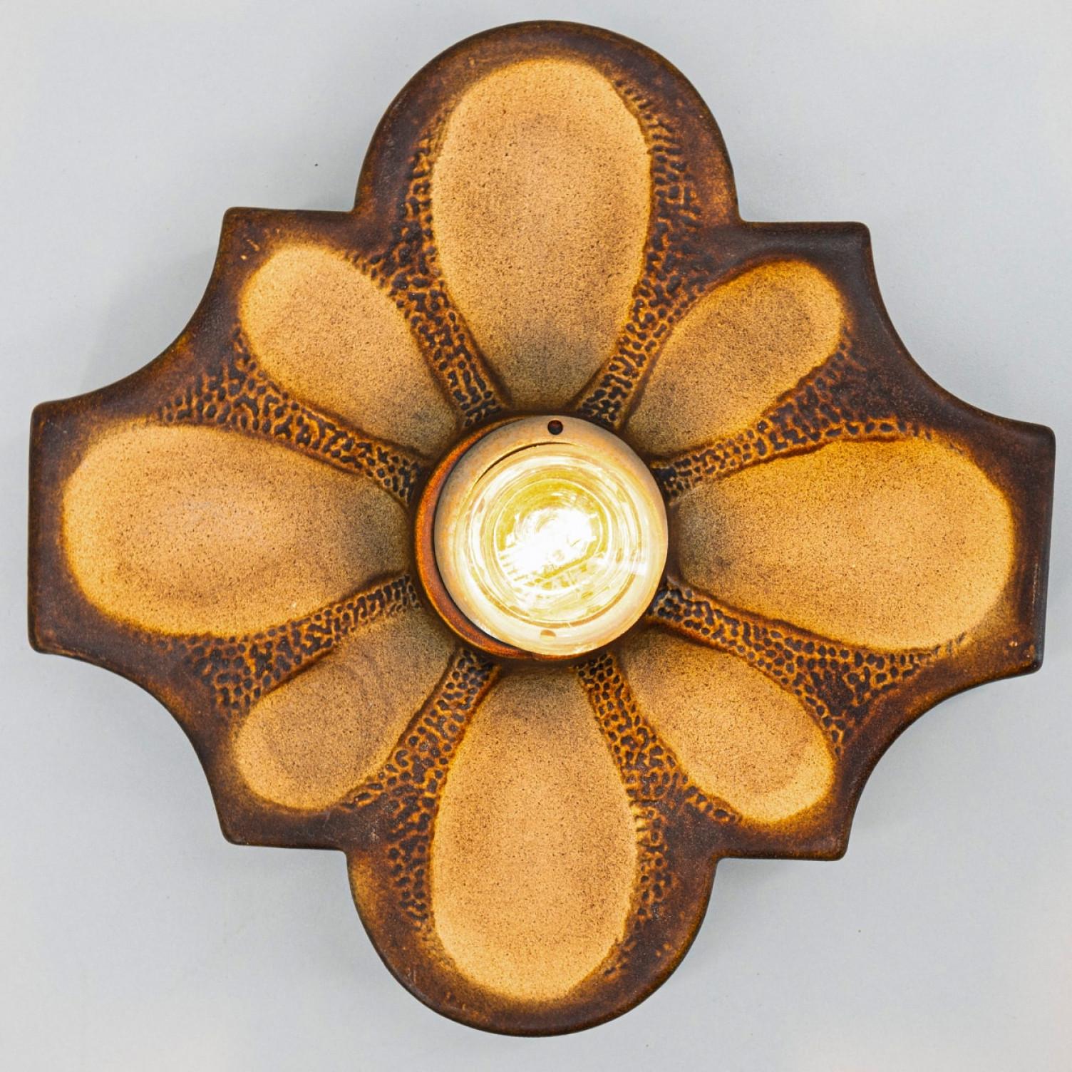 Space Age Ceramic Flower Wall Light, Germany, 1960 For Sale