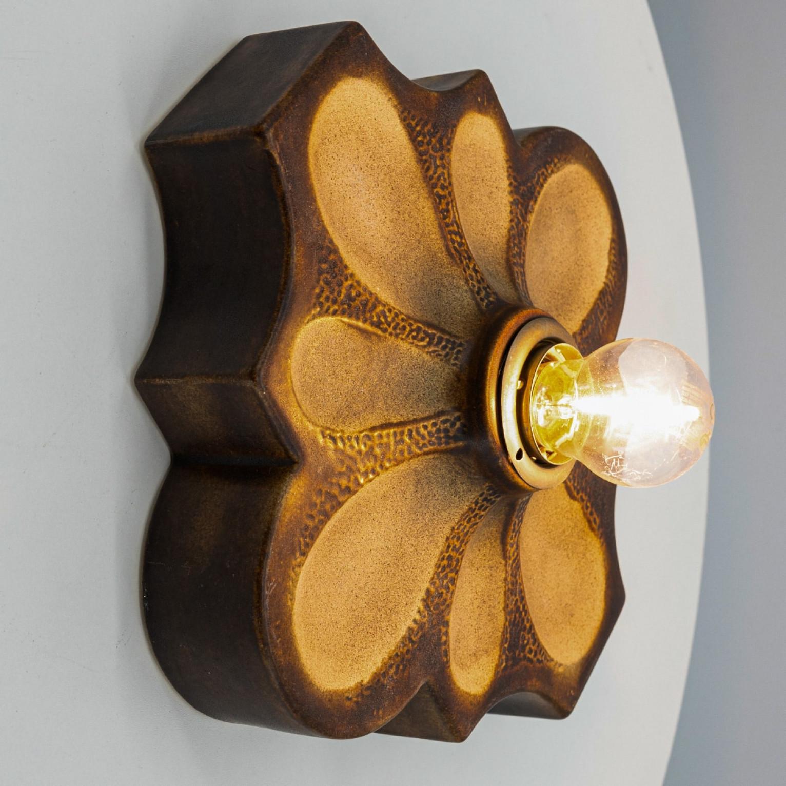 Glazed Ceramic Flower Wall Light, Germany, 1960 For Sale