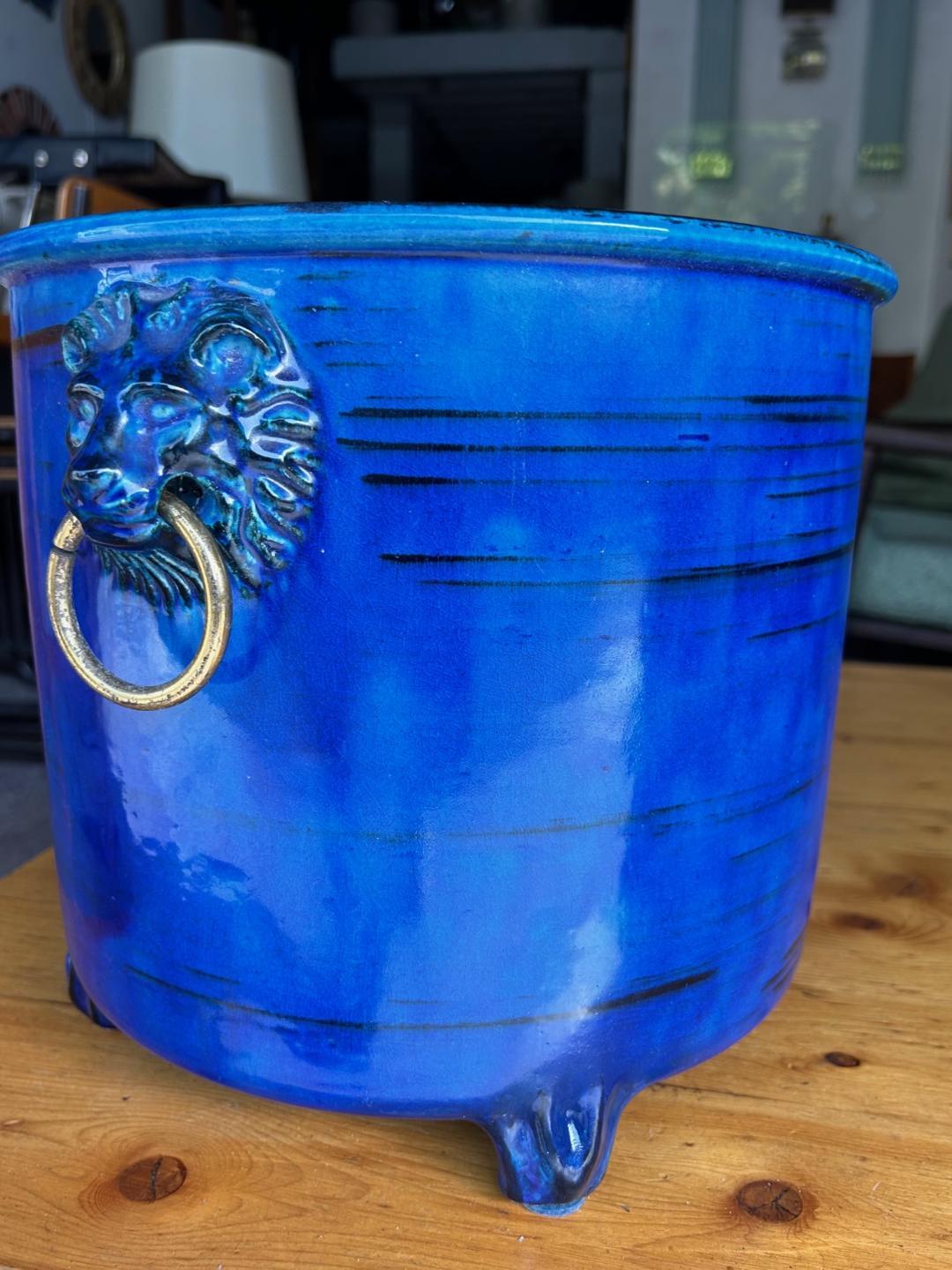 Mid-20th Century Ceramic Flowerpot by Pol Chambost, France 1960s For Sale