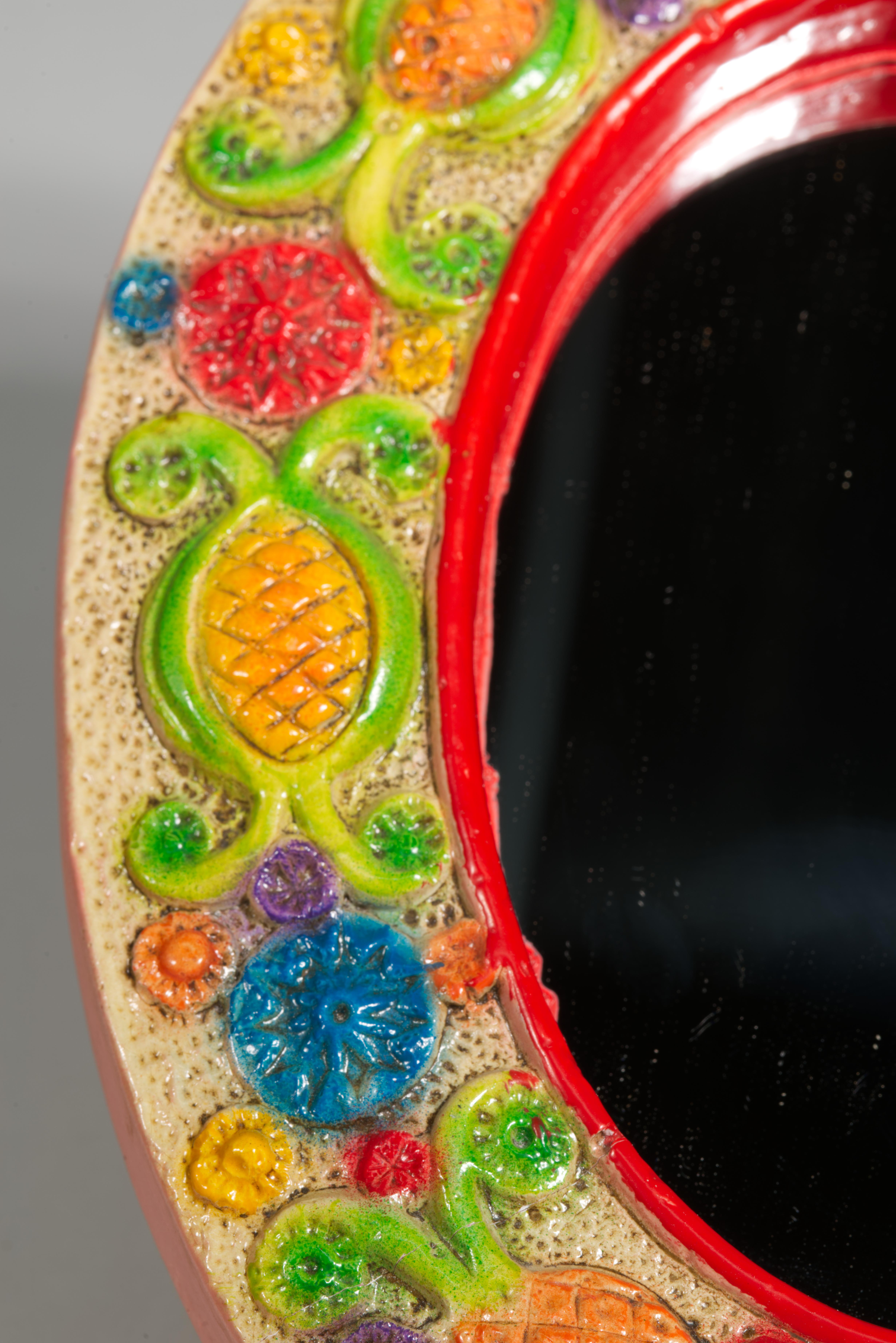 Arte popolare Specchio da parete in ceramica Folk Art Decor, Spagna, anni '60-'70 in vendita