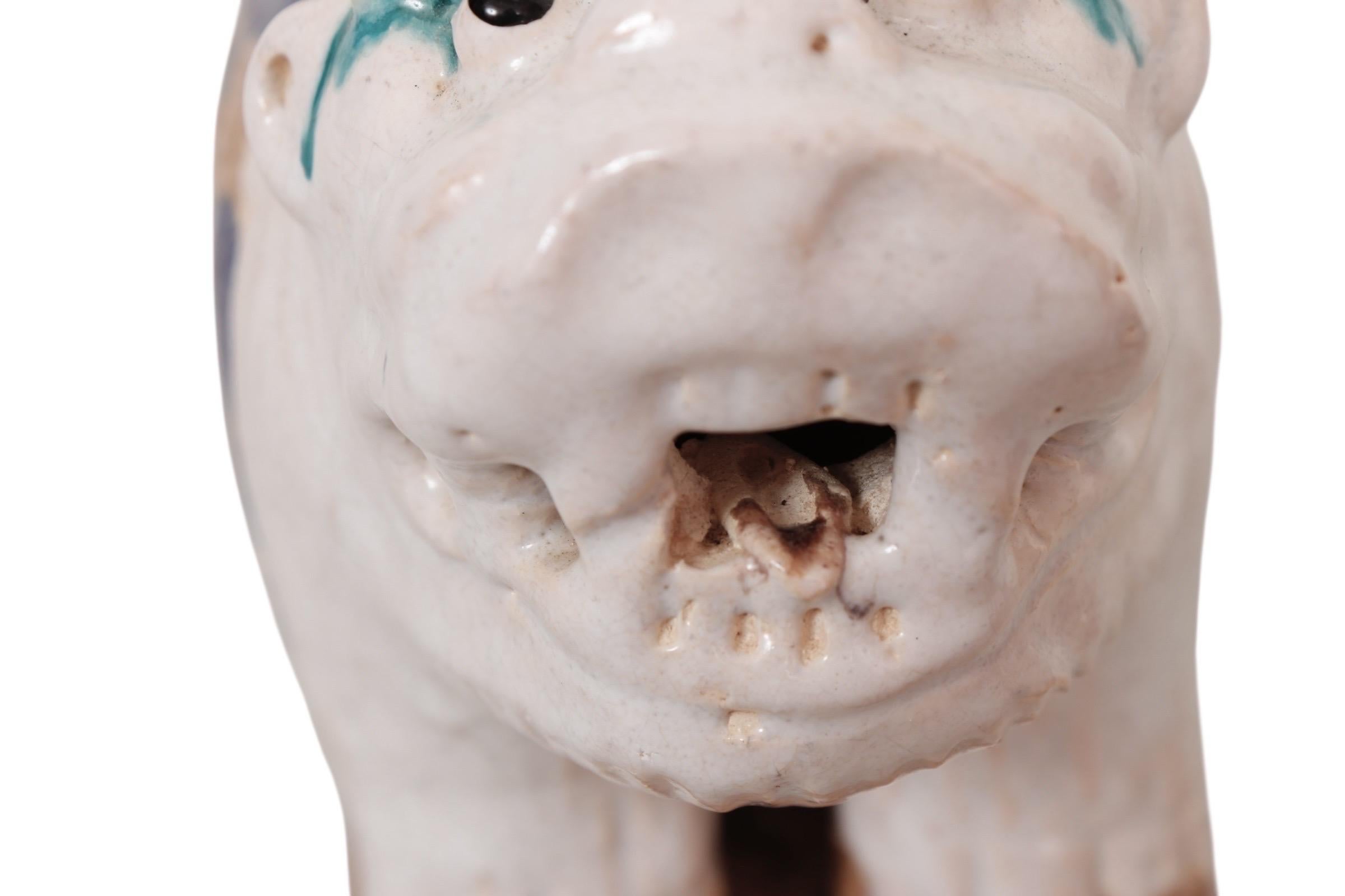 Paire de supports de plantes en céramique Foo Dog en vente 2