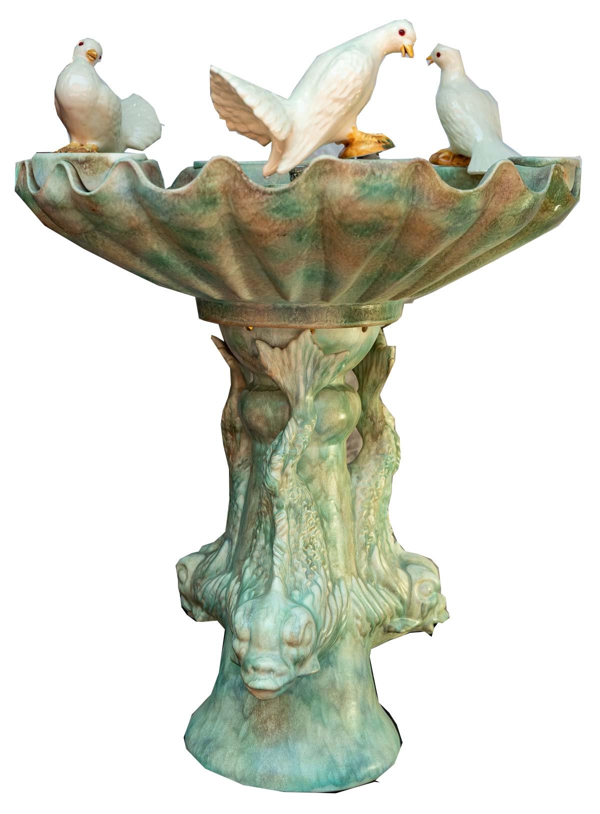 French Ceramic Fountain, Ceramist Vallauris Lucchesi, 1950