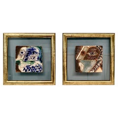 Ceramic Framed Tiles in the Style of Picasso by the Atelier Espinoza Brugos