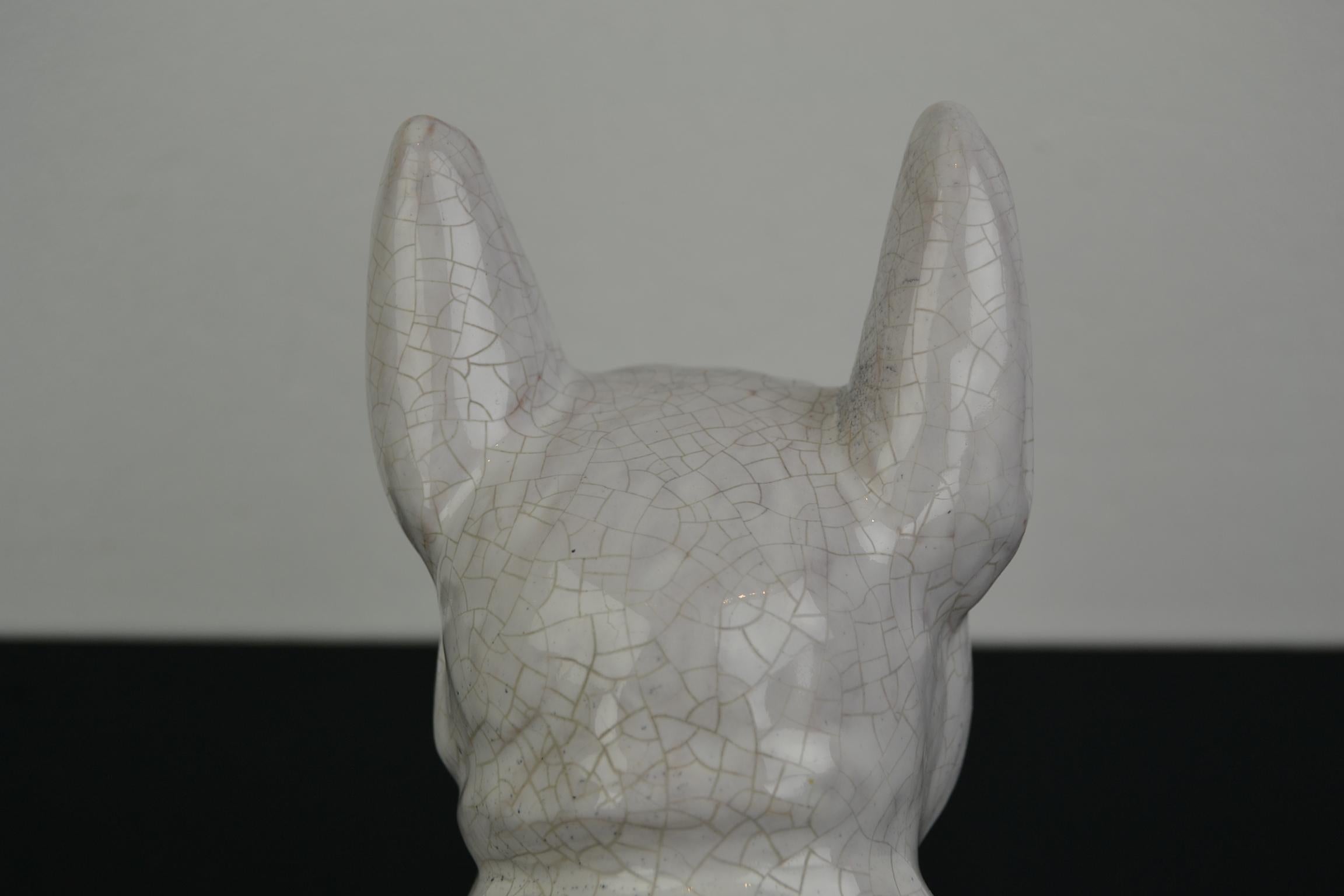 Keramik-Skulptur einer französischen Bulldogge im Angebot 7