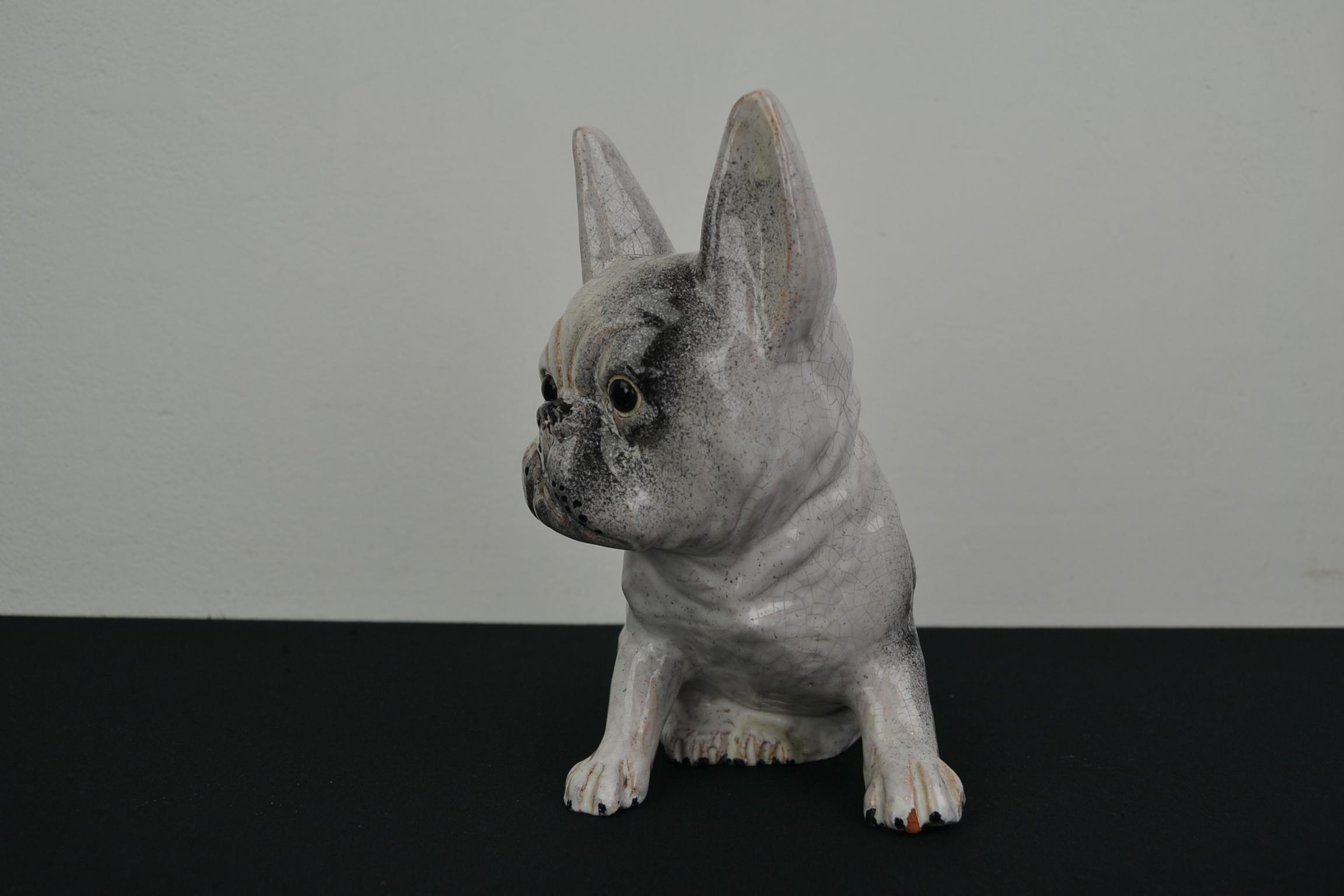 Keramik-Skulptur einer französischen Bulldogge im Angebot 10