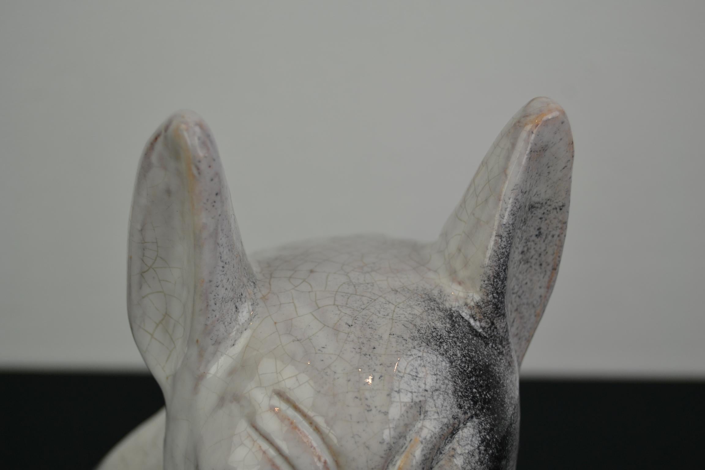 Art Deco Ceramic French Bulldog Sculpture For Sale