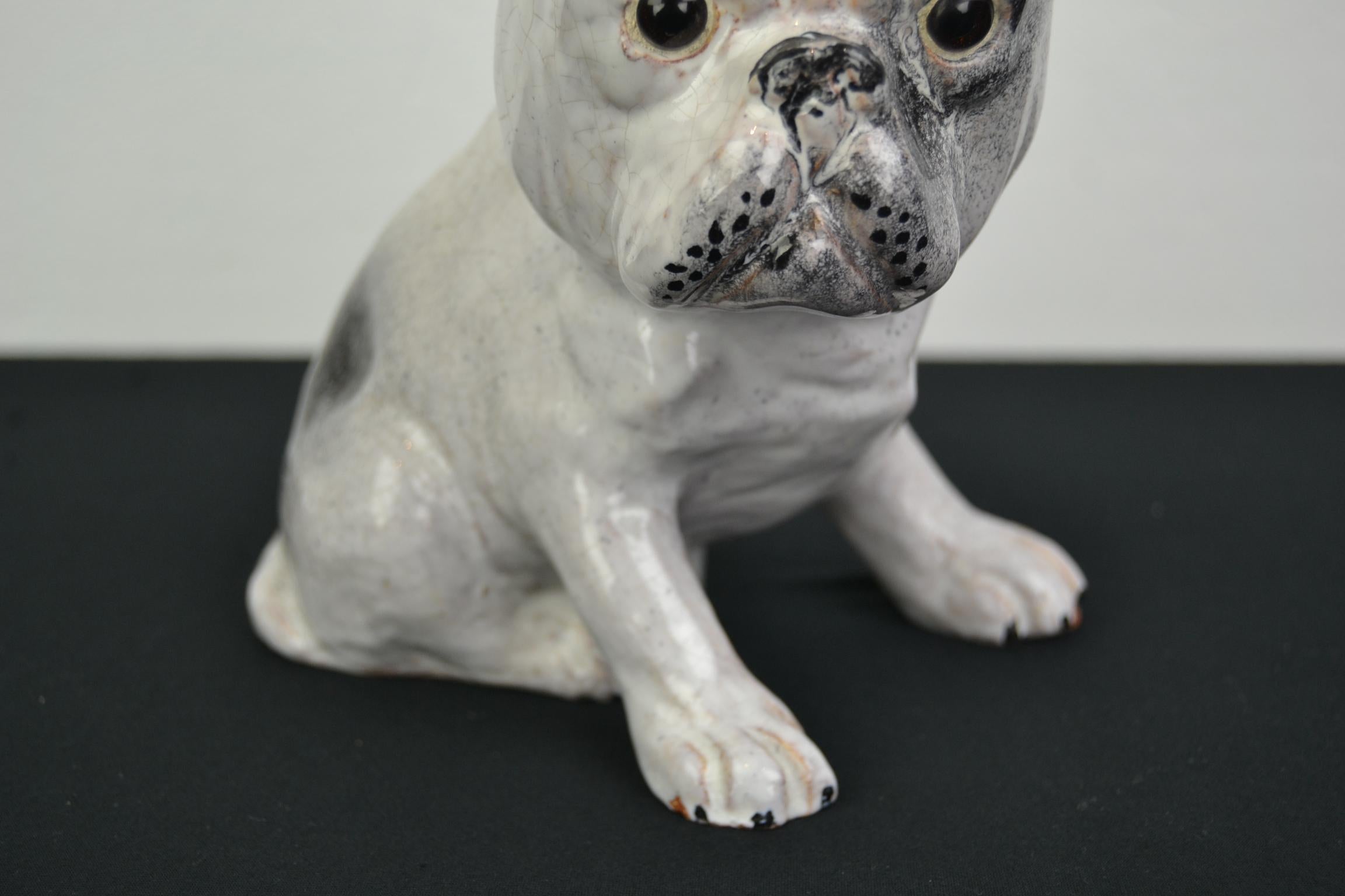 European Ceramic French Bulldog Sculpture For Sale