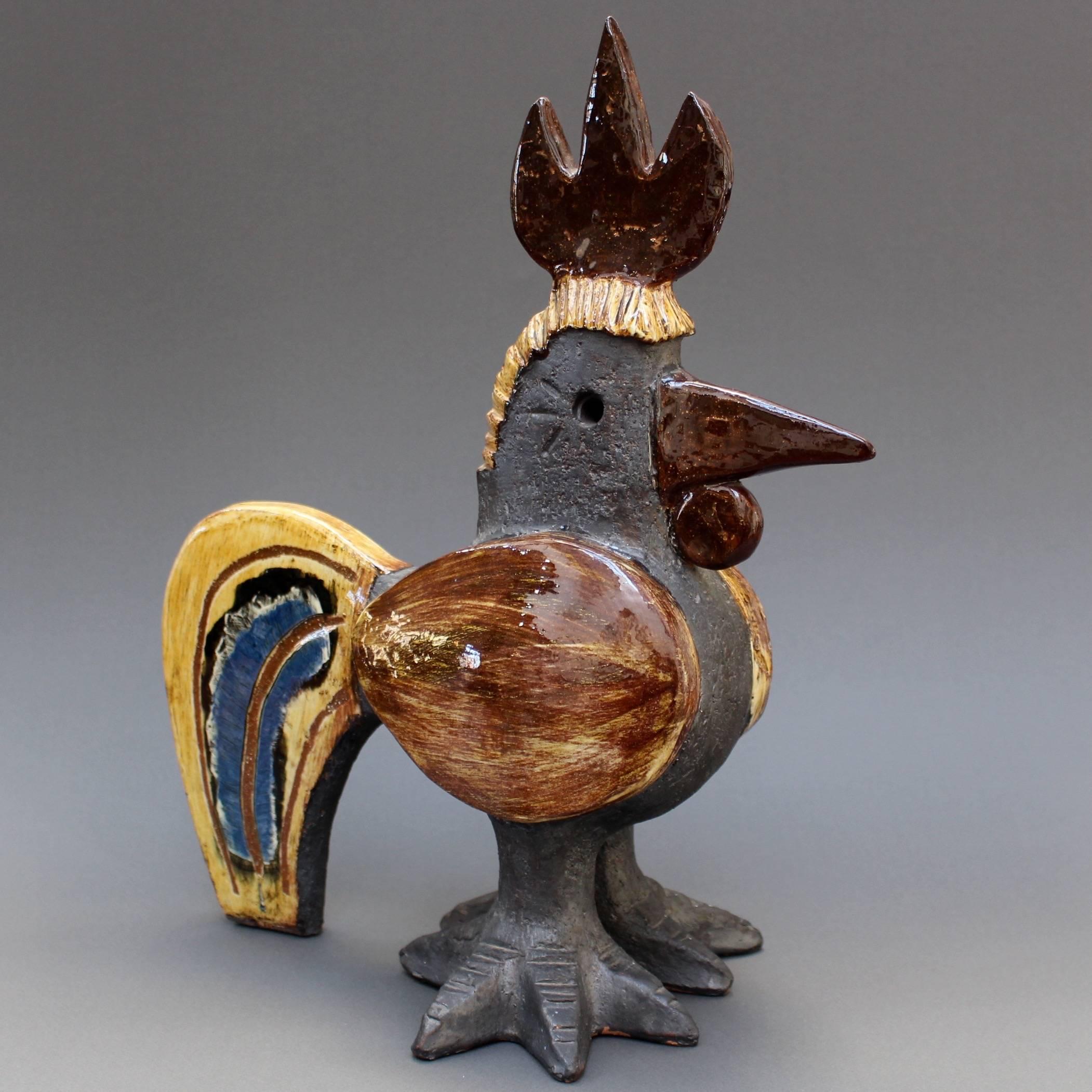 Late 20th Century Ceramic French Rooster Sculpture by Dominique Pouchain, circa 1990s