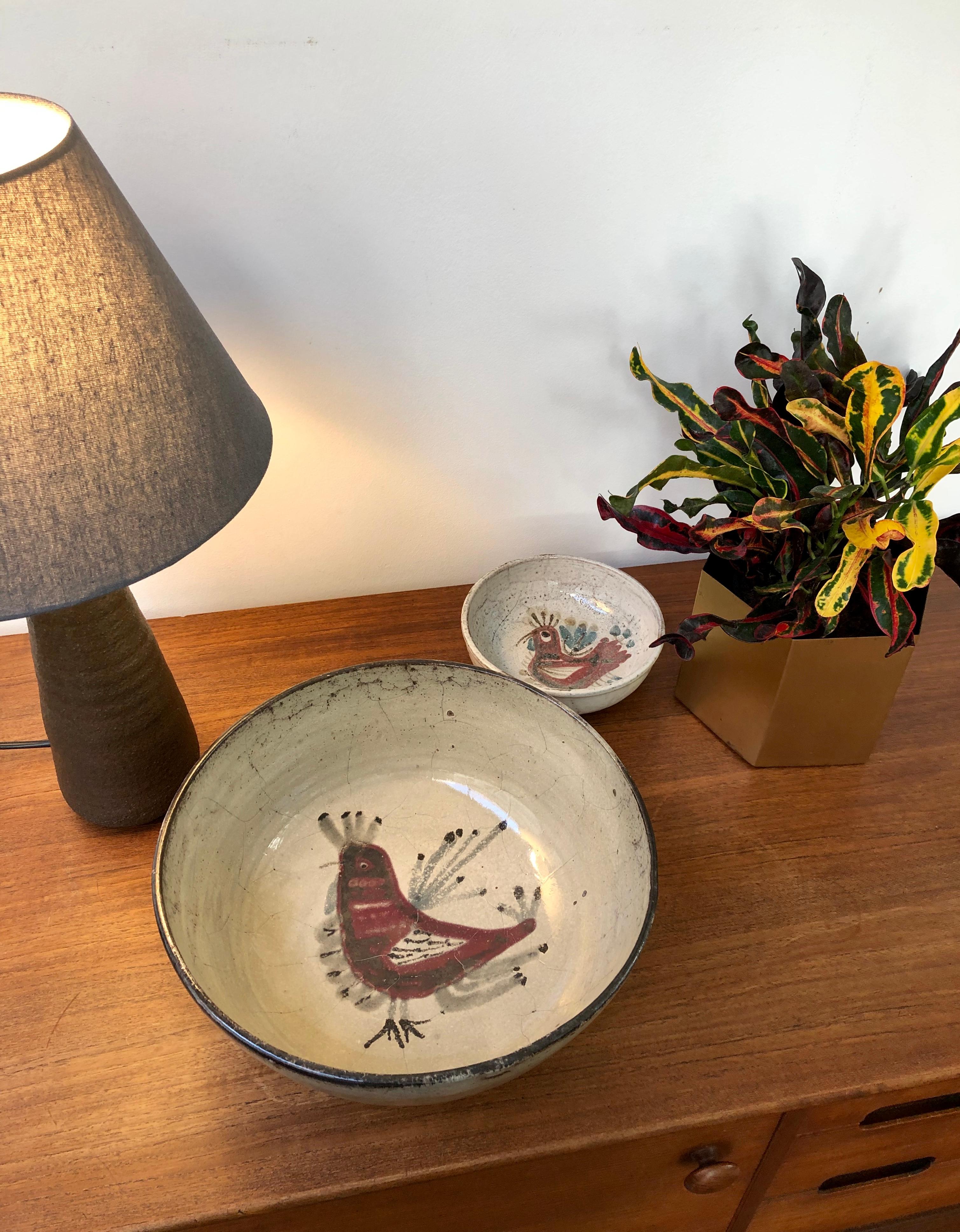 Mid-Century Modern 'Ceramic French Rooster Motif Bowl' by Gustave Reynaud - Le Mûrier, circa 1950s
