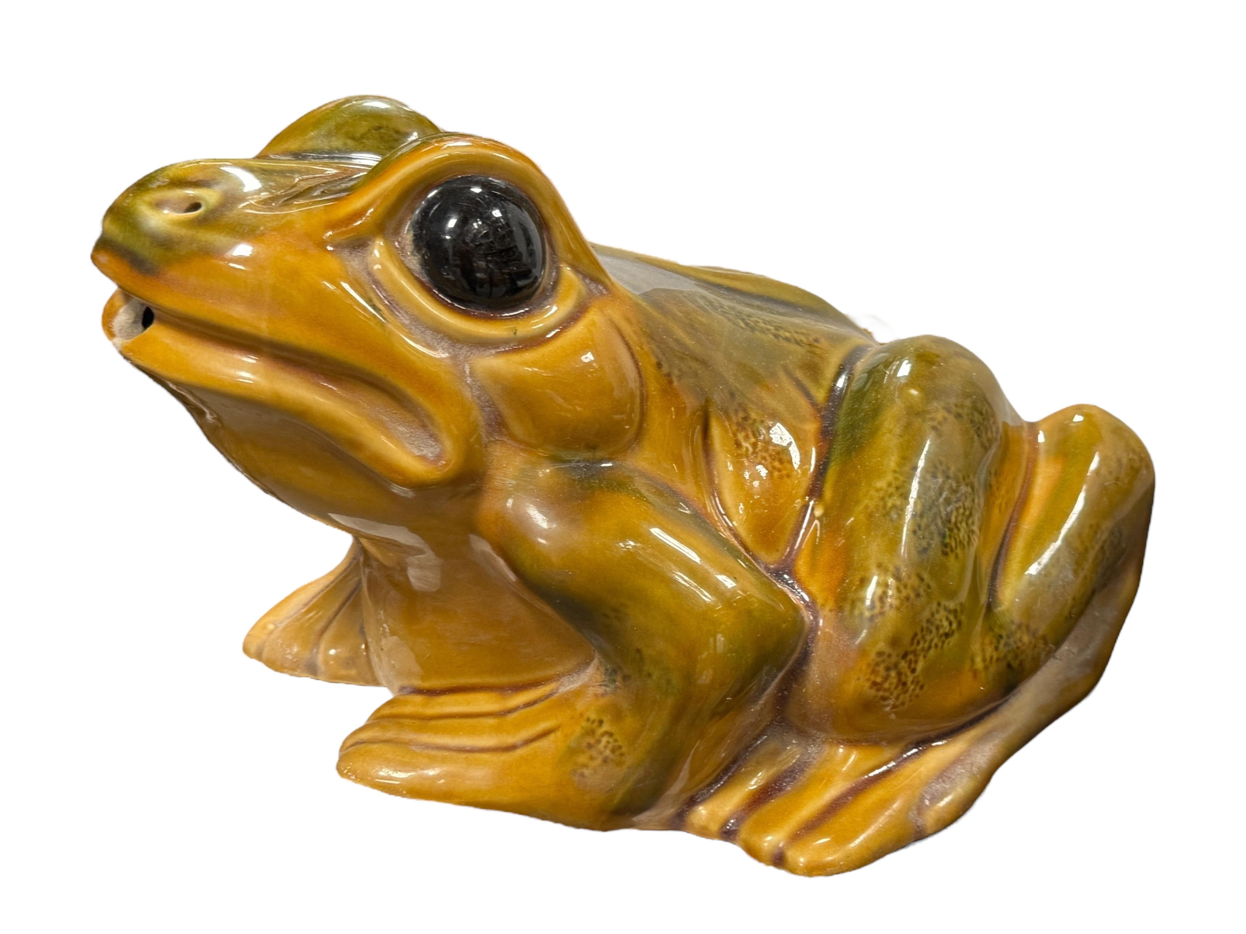 Fuente de cerámica en forma de rana, figura de jardín o patio Vintage, Italia, años 70