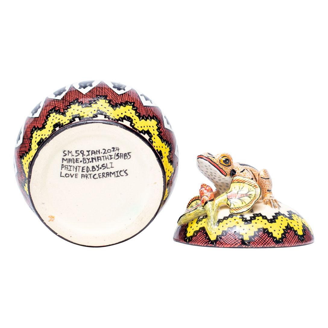 Modern Ceramic Frog Jewelry Box  , hand made in South Africa For Sale