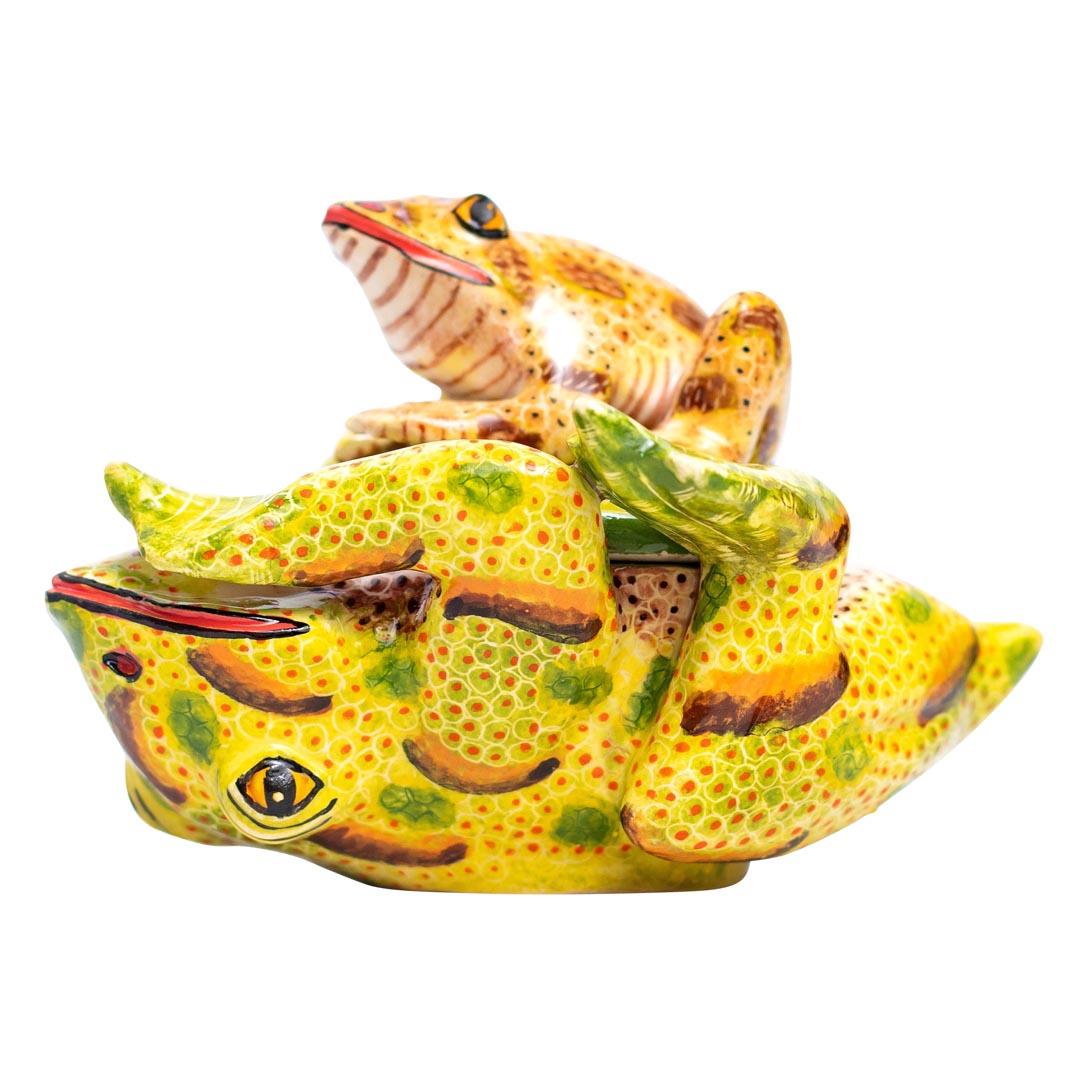 Modern Ceramic Frog Jewelry Box  , hand made in South Africa