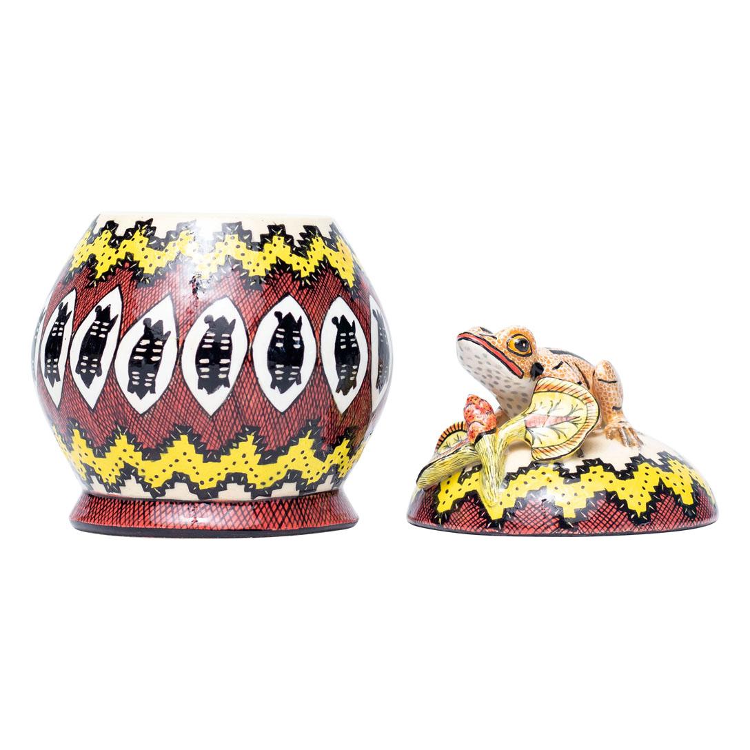 South African Ceramic Frog Jewelry Box  , hand made in South Africa For Sale