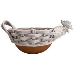 Ceramic fruit bowl representing a chicken. French work. Circa 1970
