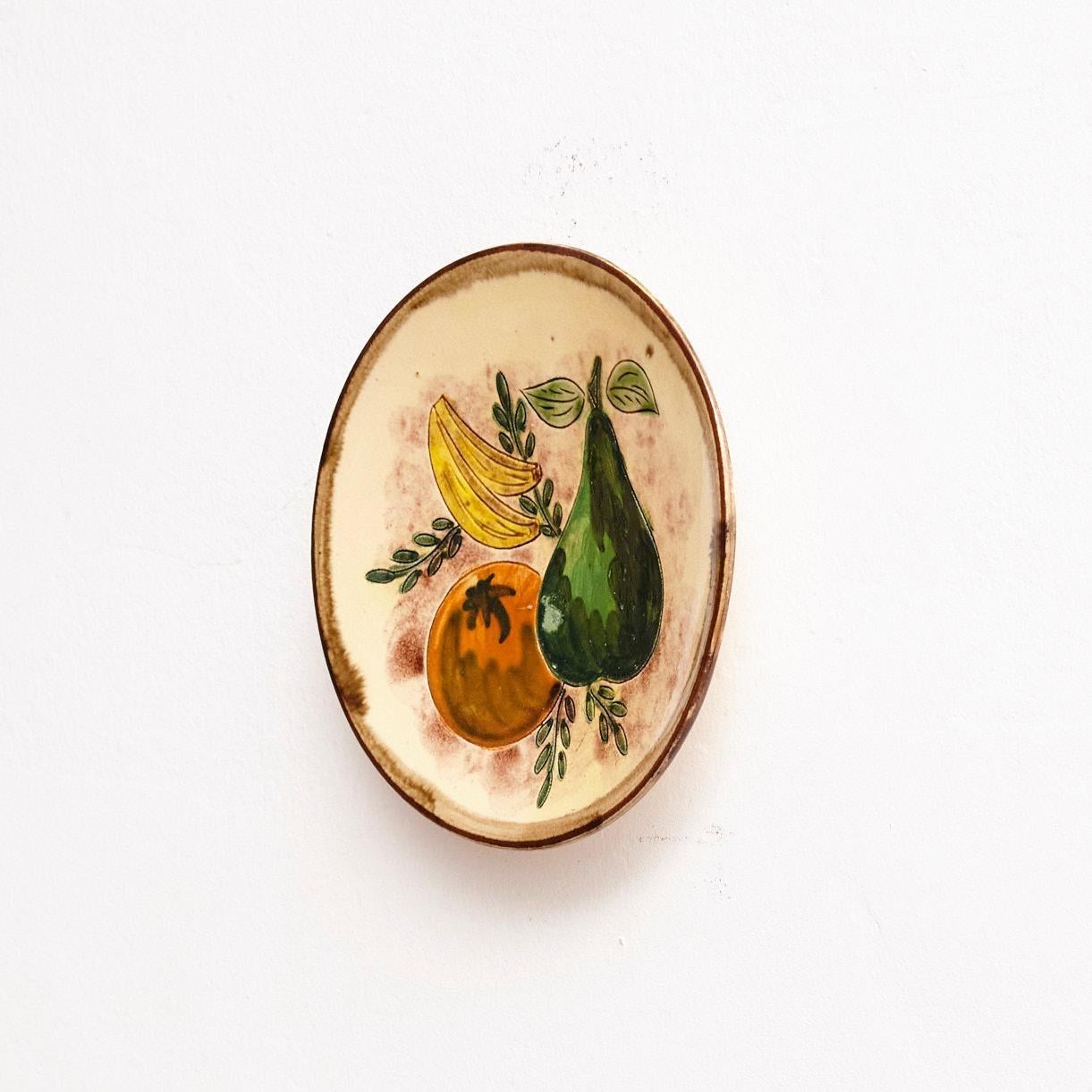 French Ceramic Fruit Plate, circa 1950 For Sale