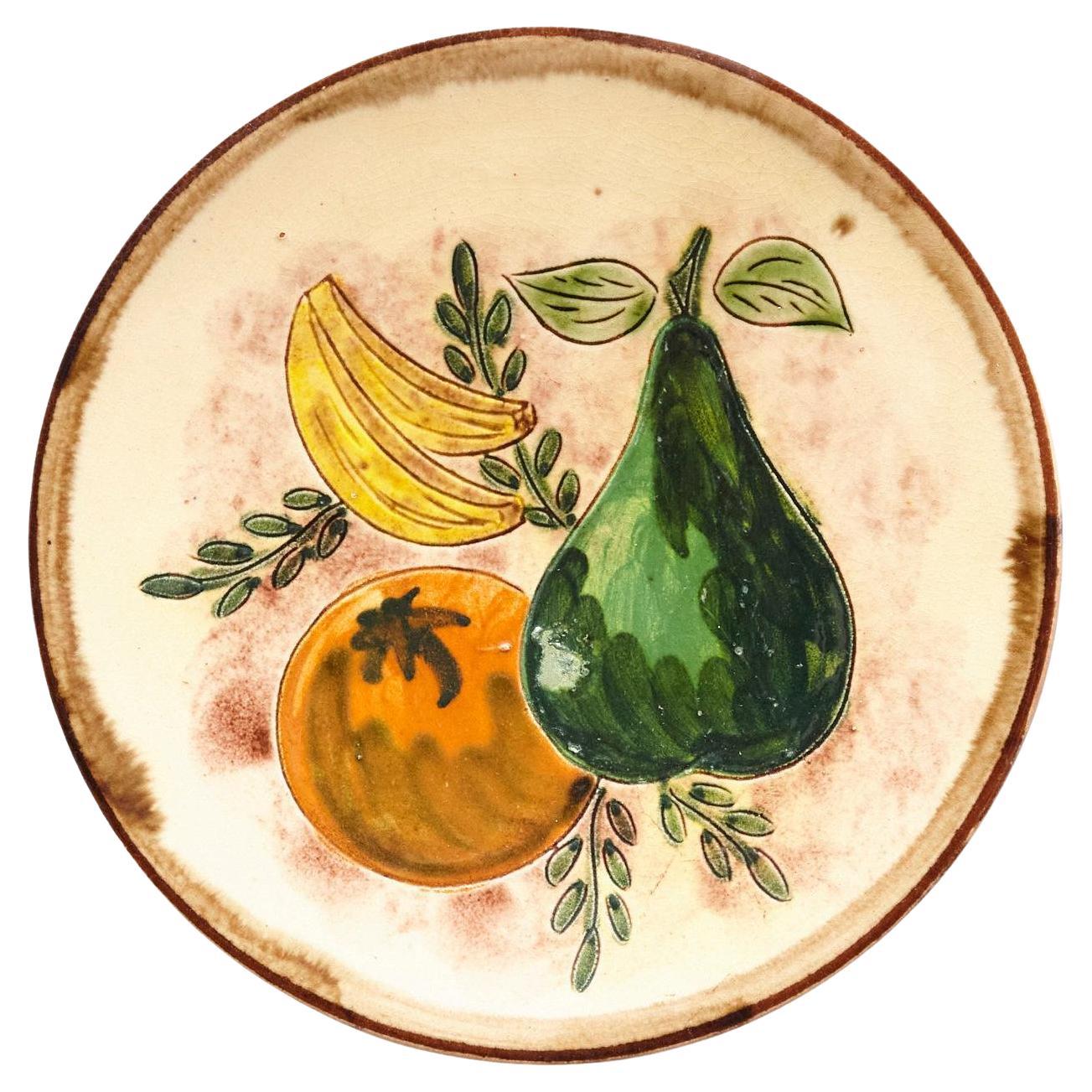 Ceramic Fruit Plate, circa 1950 For Sale
