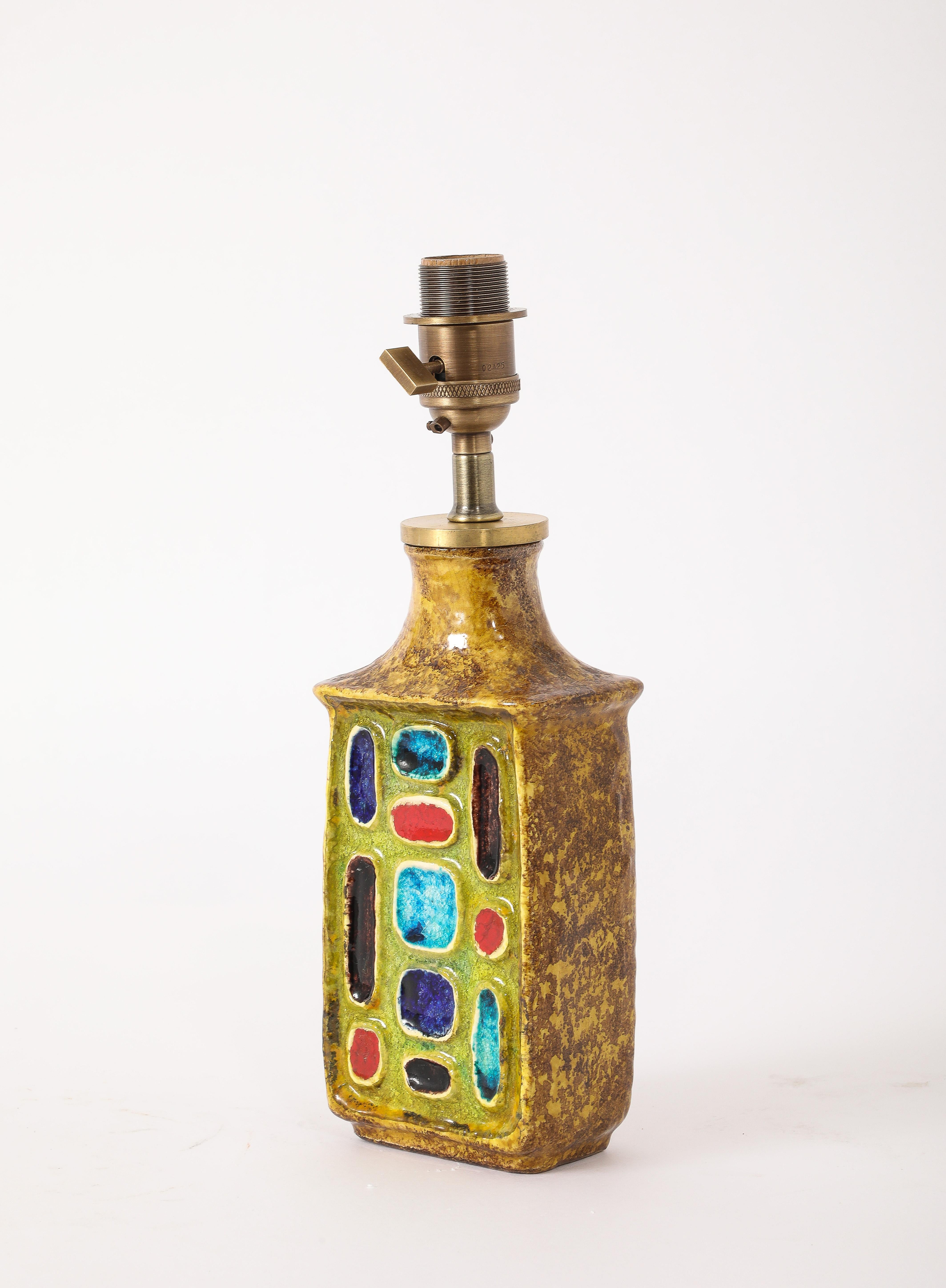 Lampe de table en céramique et verre fusionné, France, années 1960 en vente 6