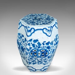 Ceramic Garden Stool, Chinese, Blue & White, Seat, Plant Stand, 20th Century