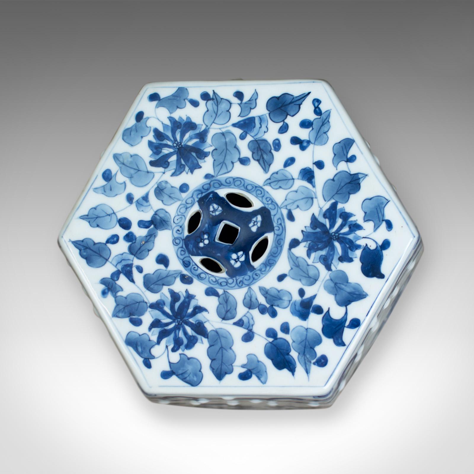 blue and white garden seat