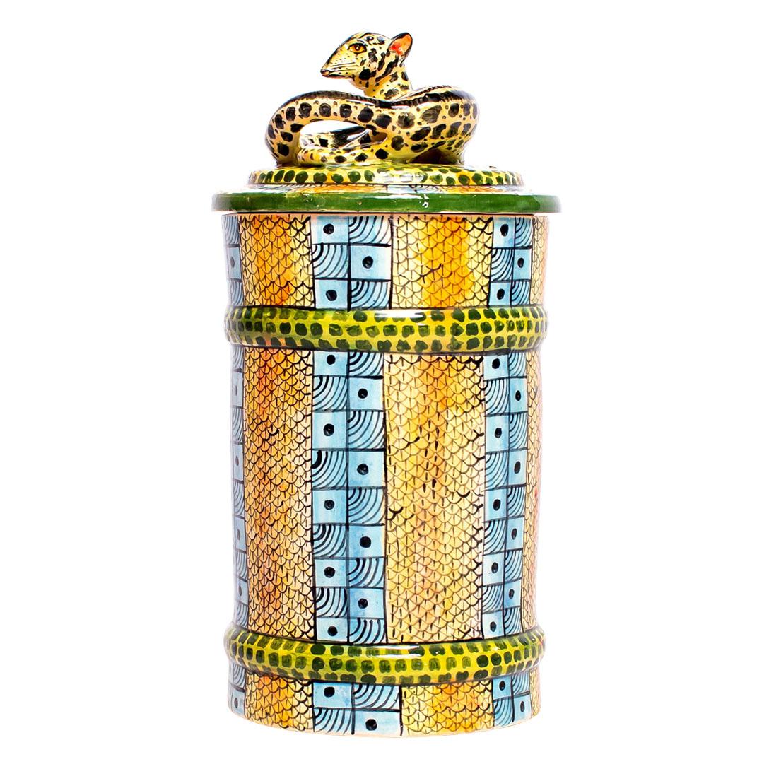 South African Ceramic Genet Cat Cookie Jar Hand Made In South Africa For Sale
