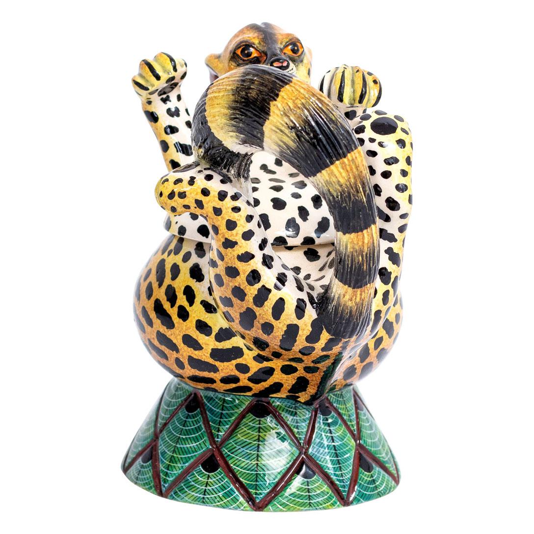 Modern Ceramic  Genet Cat Jewelry  Box  , hand made in South Africa For Sale